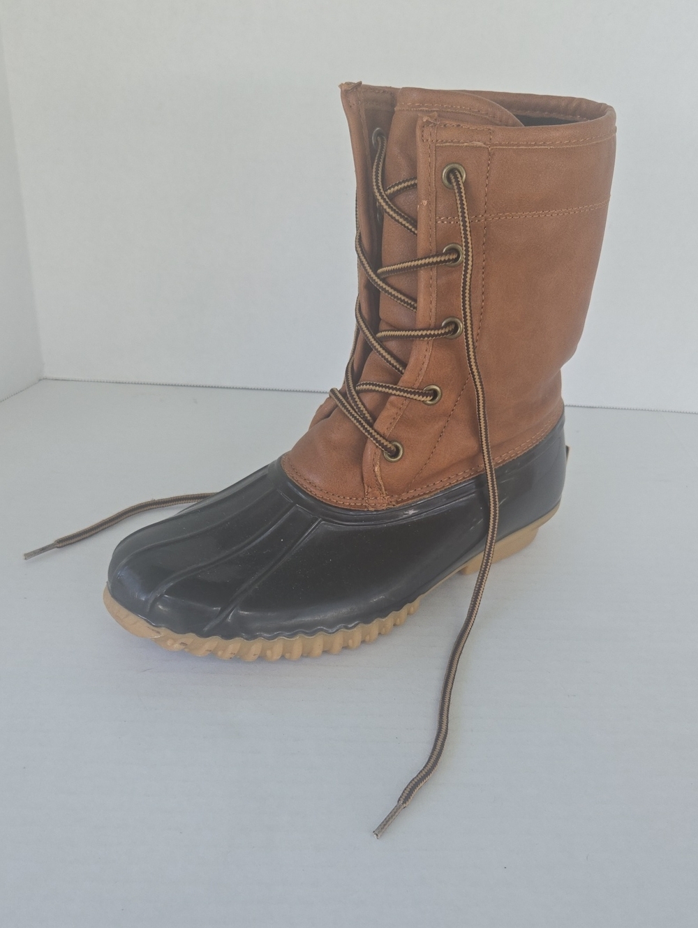 "The Original Duck Boot" Lace-Up Brown Leather Waterproof Winter Boots